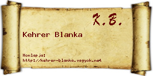 Kehrer Blanka névjegykártya
